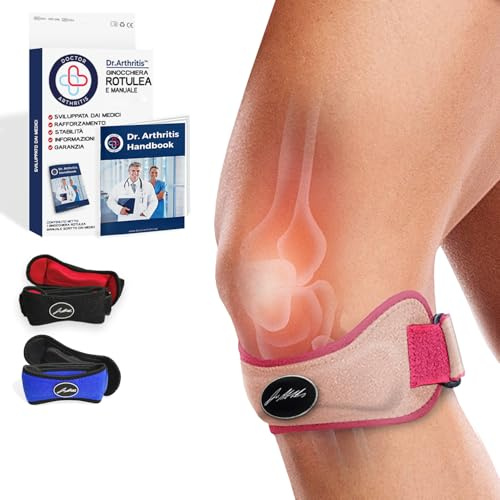 Dr. Arthritis Fascia Ginocchio Stabilizzante Rotulea, Cinturino Sottorotuleo Ortopedico per Menisco, Sport, Running e Allenamento, Rosa, Confezione Singola