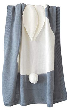 Odot Strickdecke Babydecke Kuscheldecke, Kinderwagen im Freien Kinderdecke Krabbeldecke Perfekt für Mädchen und Jungen Babys (73 x 106cm,Grau)