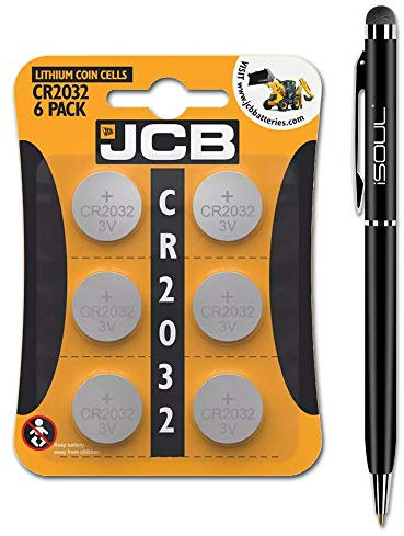 JCB CR2032 Lithium Coin Battery 3V 220 mAh Cell - 6 Pack
