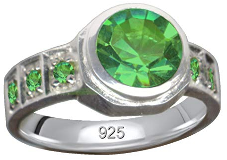 FINGERRING/Echt Silber 925 mit Zirkonia/Art Deco Design/Steinfarbe: klar grün/modern cool treny hip/Online Shop Schmuck kaufen / 59007