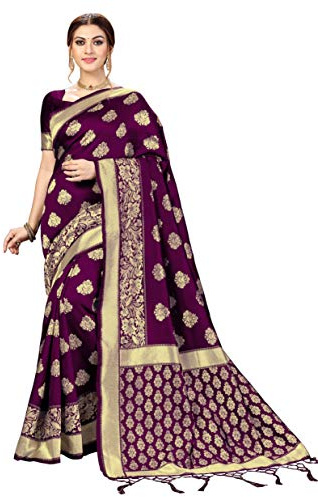 Nivah Fashion Banarasi Art Silk Saree mit Bluse, violett, 5.5 Meters