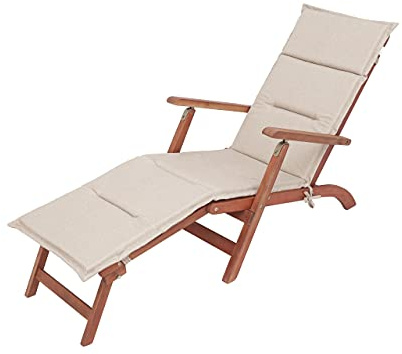 HOBBYGARDEN Sonnenliege & Liegestuhl Auflage – Outdoor Kissen für Gartenliege & Gartenmöbel | Komfort-Polster für Garten & Terrasse | 182x42x4 cm, Beige
