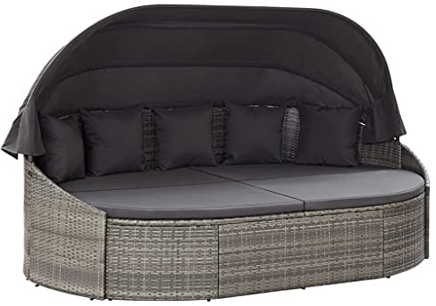 Hommdiy Sonneninsel Outdoor Gartenmuschel 230 x 145 x 141 cm Gartenliege mit Dach