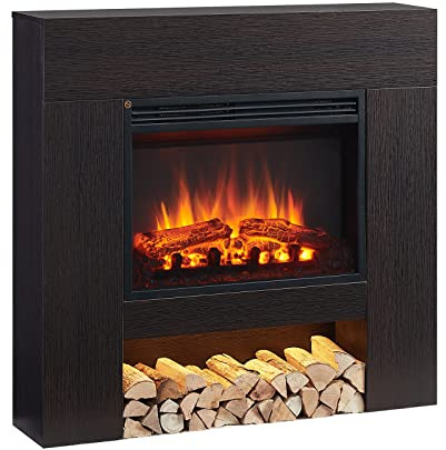 FLAMME 37 Freestanding Electric Fireplace Suite, Beadell, Espresso Oak | With 1kW-2kW Fireplace Heater, Dimmable LED Flame Options and Warm White Mood Lighting, Remote Control, Custom Timer