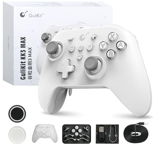Gulikit KK3 MAX Contrôleur Bluetooth avec Lumière RGB, Moteur Vibrant Maglev, Manettes et Gâchettes Reverb, Réponse en Fréquence 1000Hz, 4 Boutons Arrière pour PC/Switch/Steam/Android/iOS/MacOS
