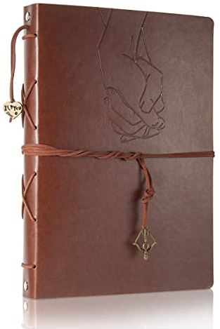 ThxMadam Leder Selbstgestalten Fotoalbum Scrapbook Album Foto Buch Hochzeit Gästebuch Vintage Fotobuch 60 Schwarze Seiten für Weihnachten Geburtstag Jahrestag Geschenk für Mutter Frau Mann Freund