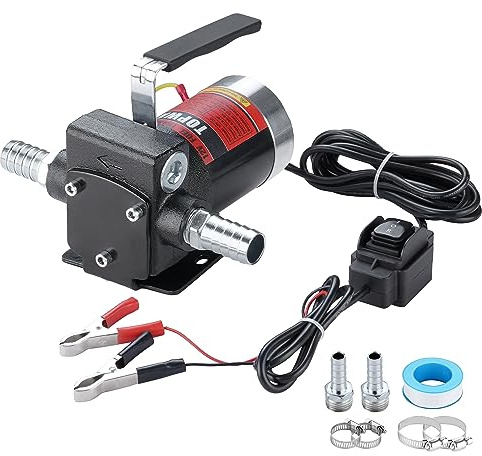 TOPWAY 12V DC Gasoline Fuel Pump 3.7GPM Self-priming Oil Transfer Pump With Handle, Reversible Pumping, Overheat Protection, Explosion-Proof, Built-in Bypass, for Gasoline Fuel Diesel Kerosene Removal