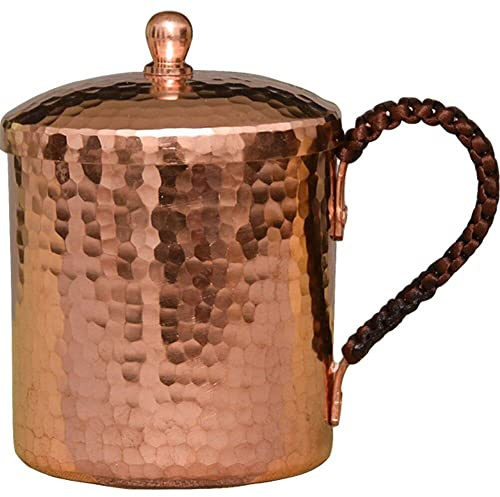 Luxylei Handgjorda kopparkoppar ren koppar muggar massiv Moscow Mule koppar mugg med lock roséguld koppar fälgar för dricksvatten