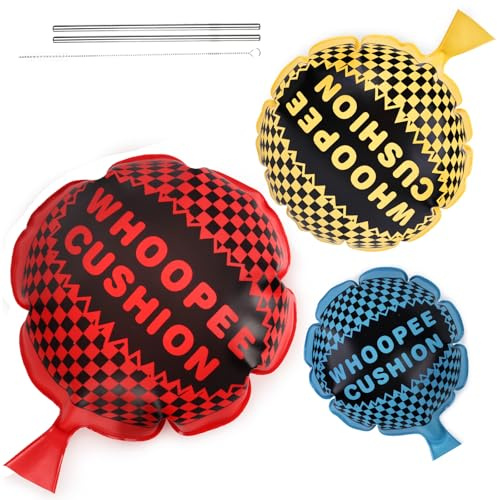 POPLAY 3 PCS Whoopee Cushions, 3 Colors Fart Prank Noise Maker Toys for Novelty Party Favors Kids (10,8,6 Inch)