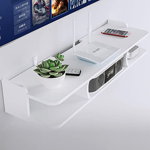 SIBEG Schwebender TV-Ständer zur Wandmontage, weiß, 80 cm/31,4 Zoll TV-Wandregal, wandmontierte Medienkonsole, für Kabelboxen, Router, DVD-Player, Projektor./80 cm