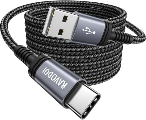 Cavo USB Type-C 2 Metri, Cavo USB USB C Ricarica Rapida 3A Nylon Tipo C per iphone 15 Pro MAX, Samsung Galaxy S24 S23 S22 S21 Plus S10 S9 S8 Note 20 A33 A53, Z Fold Filp 4, Moto G7, HTC, PS5