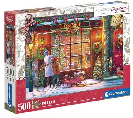 Clementoni - Puzzle l'Ancien Magasin de Noël de 500 pièces - Designs Tendances, Une Impression de Qualité - Stimule Le Sens de la Logique et la Motricité Fine - Dès 14 Ans - Fabriqué en Italie