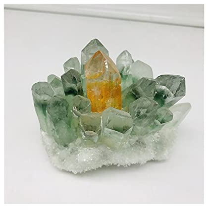 ICXLPMC Piedras y Cristales de Roca en racimo de Cristal de Cuarzo Fantasma Fantasma Verde Natural ReikiSpecimen decoración del hogar PEIQIYIN Inicio Colecciones