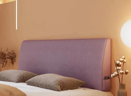 MGEMJMJ Großes Baumwoll-leinen-kopfteil, Bett-rückenlehnenkissen, Gefüllt Mit Weichem Keilkissen, Wandkissen, Positionierungsunterstützung, Lesekissen(Size:Paste 63/160cm,Color:Blasslila)