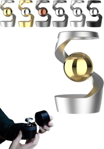 Kinetisches Schreibtischspielzeug, das der Schwerkraft trotzt, Fidget Spinner for Erwachsene, Schreibtischspielzeug for Stressabbau,Schreibtischspielzeug zur Linderung visueller Illusionen(Golden+silv