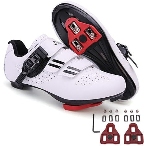 Mateju Chaussures de Cyclisme de vélo de Route Respirantes Chaussures de vélo pour Homme/Femme avec Look SPD-SL Delta Cleats Chaussures Indoor/Outdoor