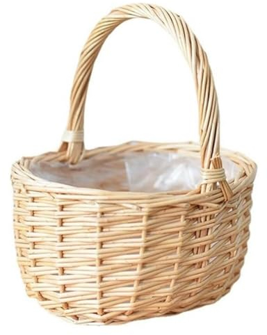 HYKJCSS Huevera Gallina Cesta Tejida A Mano para Huevos, Cestas De Frutas Y Verduras, Cesta De Flores De Mimbre para Decoración del Hogar Y Boda Hueveras