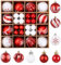 Weihnachtskugeln, 44 Stücke Weihnachtskugeln Kunststoff Set, 6cm und 3cm, Christbaumkugeln Set, Weihnachtsdeko Innen Aussen, Weihnachtsbaumkugeln, Weihnachtskugeln Rot, Weihnachtskugeln Weiße