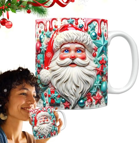Dirfuny Keramiktasse für Weihnachten – 350 ml Keramik-Weihnachtstasse, Kaffeetasse mit -Effekt, saisonale Foto-Requisiten, Neuheit, Trinkgeschirr, Tasse für heiße Schokolade, kalte