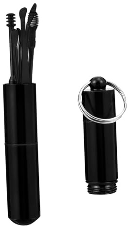 Didiseaon Juego de Cucharas para Oídos de Acero Inoxidable 6 Piezas, Palillos Duraderos para Limpieza y Masaje del Canal Auditivo, Portátil para Eliminación Segura de Cerumen, Cuidado