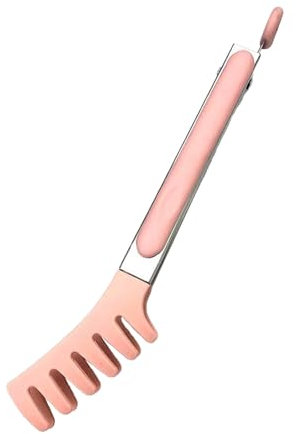 Pince à pâtes en acier inoxydable, pince à steak en forme de peigne, pince en silicone antiadhésive avec dents et poignée en acier inoxydable, pince à spaghetti pour nouilles, ustensiles de cuisine et