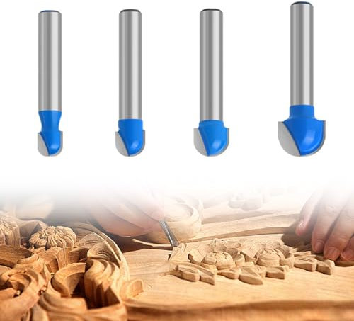 DEANKEJI Fresa per Spianare 4 Pezzi Fresa Superiore, Frese Legno, Fresa per Smussare in Metallo Duro a Doppio Tagliente, Fresa per Lavorazione Legno