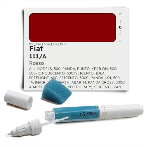 Genuine Colors Lackstift ROSSO CORSA/SFRONTATO/ARGILLA/PASSIONE 111/A für Fiat Rot ALL MODELS, 500, PANDA, PUNTO, YPSILON, 500L, 500/CINQUECENTO, 600/SEICENTO, IDEA, FREEMONT, 600, SEICENTO, 500C, PAN