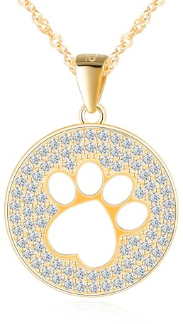MICGIGI Damen 925 Sterling Silber Halskette Hund Fußabdruck Muster Cubic Zirkonia Anhänger Halskette