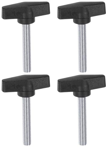 QUARKZMAN 4pcs Poignées En T Ailetées M10 x 45mm Tige Filetée Métrique Mâle 55mm Tête En T Poignées En Plastique Vis À Main Serrage Poignée De Serrage Vis À Main, Noir