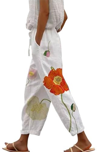 Lässige Damenhose für Frühling und Sommer, mit Kordelzug, elastische Taille, leger, rose, 5XL