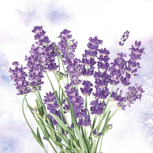 20 Servietten Blumen Klarer Strauß an Lavendel als Tischdeko. Papierservietten mit Motiv. Auch für Decoupage und Serviettentechnik 33x33cm