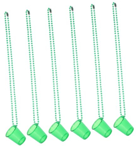 Generic 6pcs Wine Glass Necklace Christmas Shot Glasses Christmas Decoration Wine Glasses Red Decor Plastic Shot Glasses St Patricks Day Accessories Green