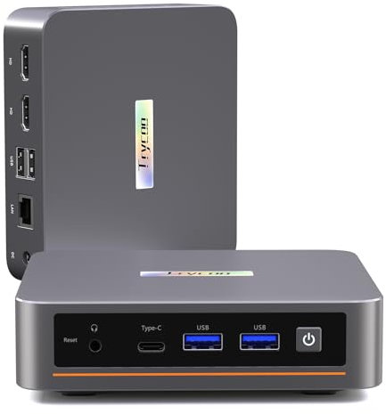 Trycco Mini PC with N150 (up to 3.6 GHz), 16 GB RAM/512 GB SSD, DDR4/Type-C/Dual HDMI, Mini Desktop Computer WiFi5 4K/60Hz Triple-Display, Mini Computers for Home Business/Office (N150/16GB+512GB)