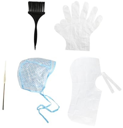 FOMIYES 5pezzi Strumenti Monouso Per Tinture Capelli Kit Colorazione Cappello Mèches Spazzola Scialle Guanti Usa e Getta Uncinetto Uso Professionale e Domestico