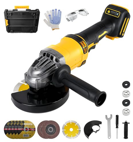 TALOEYH Cordless Angle Grinder Compatible with Dewalt 20V Battery, 125 mm Blade, 4-1/2 Blade, 3 Variable Speeds up to 10000 RPM, for Cutting, Grinding, Polishing (No Battery Included)