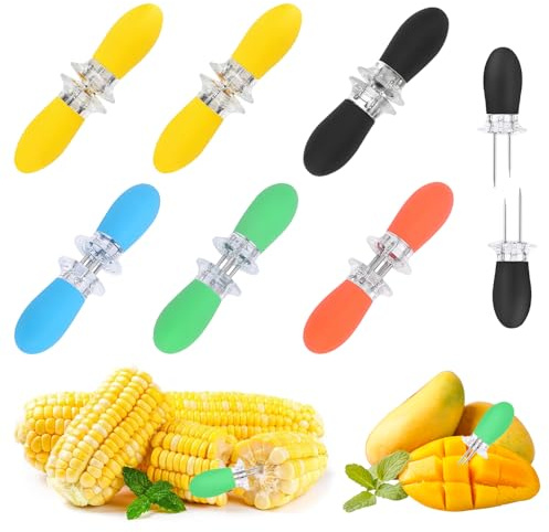 WOUYTPE 12 Pièces Porte-épis de Maïs à Double Broche, BBQ Brochettes de Maïs, Accessoires de Barbecue, Convient pour la Cuisine, la Fête, le Pique-Nique, le Camping
