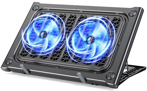 MOKURU Laptop Cooling Pad Stand, Laptop Cooler with 2 Silent Fans for 10-15.6 Inch Laptops,6 Levels of Height Adjustable Wind Speed with 2 USB Ports (Black)