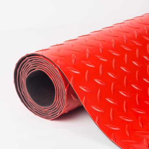 Rouleau de Tapis de Sol en Caoutchouc antidérapant et imperméable pour Garage, Van, établi, Atelier, Salle de Sport,Rouge,1.5x1m