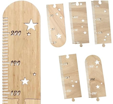 Messlatte Baby Holz, Hölzerne Baby Messlatte - Stilvolle Maßtabelle für Kinderzimmer Dekoration, Höhenlineal aus Naturholz für Kleinkinder, Zusammensteckbares Puzzle-Wanddekor