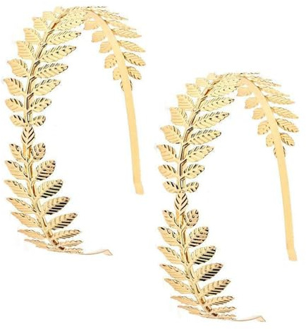TUONYIS Lot de 2 bandeaux à cheveux avec couronne de feuilles romaines et feuilles de laurier dorées, diadème de déesse grecque (doré, taille unique)
