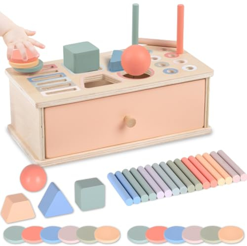 SUNXBUK Juguetes Madera 1 2 año,Juguetes Niños 1 2 año,Montessori 1 2 años,Juegos Educativos Niños 2 3 4 años,Regalo Bebe, Cumpleaños para Niñas