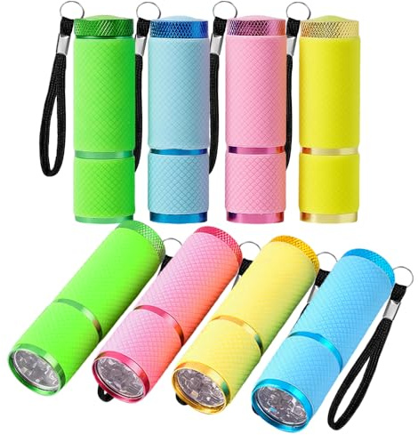Foreverup 8 Pack Small Torch, Mini Torches Led Super Bright with 9 LEDs, Multicolor Kids Torch with Lanyard, for Kids Adult Camping Hiking Outdoor Gifts (Batteries not Included) [Energy Class A+++]