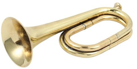 Bugle – 30,48 cm mässingstrumpet guldpläterad kavalleri horn rostfritt musikalisk signalhorn | nybörjarträningsinstrument för paradföreställning lärandesessioner under semestern tacksägelse