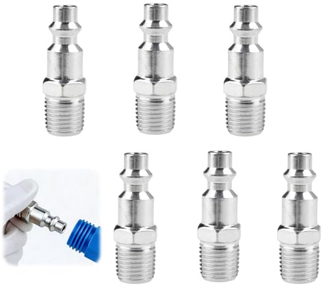 6 Stück Druckluft Schnellkupplungen 1/4 Zoll NPT Außengewinde | Hochdruck Druckluftkupplung für Kompressor, Pneumatikwerkzeuge, Einfache Montage Und, Schnellanschluss für Luftsysteme