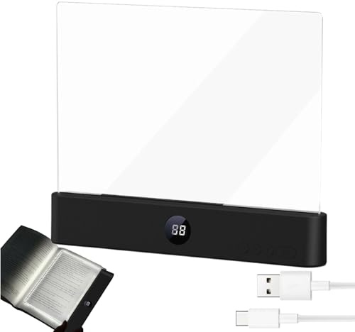 Lampada da Libro Piatta a LED, Luce da Lettura per Libri a Letti, Luce Per Pagina di Libri Trasparente con Regolabile In 3 Colori e Timer, Lucis per Libro Piatta, Protezione Degli Occhi Degli Studenti