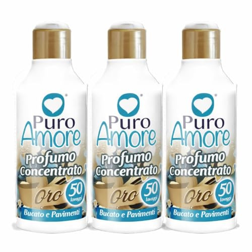 Puro Amore Profumo Concentrato Oro per Bucato e Pavimenti – Fragranza Calda e Raffinata, Essenza Intensa e Persistente, fino a 50 Lavaggi (3)