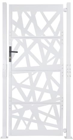 C-Juzarl Metall Gartentor 105x200 cm Gartentür Abschließbar Hoftor Eingangstor für Garten Terrasse, Tor Zauntor Gartenpforte aus Stahl (Weiß)