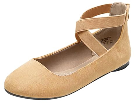 Ballerinaskor dam, eleganta balettskor, platta skor, ballerina, skor, remballerina, sneakers, träning, dansskor, damskor eleganta och bekväma klädskor, kostymskor, storlek 36–43, kaki, 40 EU