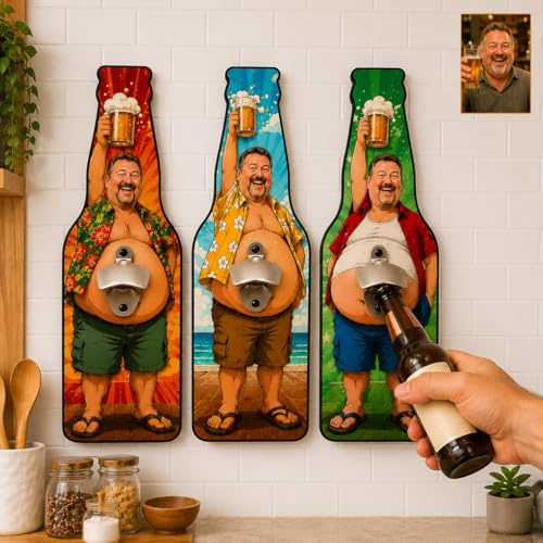 Décapsuleur Mural Personnalisé avec Photo Decapsuleur Biere en Bois
