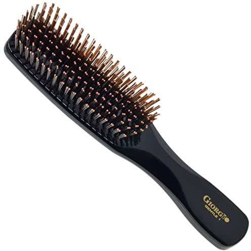 Giorgio Gentle Black Full Size Hair Brush – 7.75 Inch, Men, Women & Kids, Soft Bristles for Sensitive Scalp, Detangler Brush, Scalp Massager, Wet or Dry